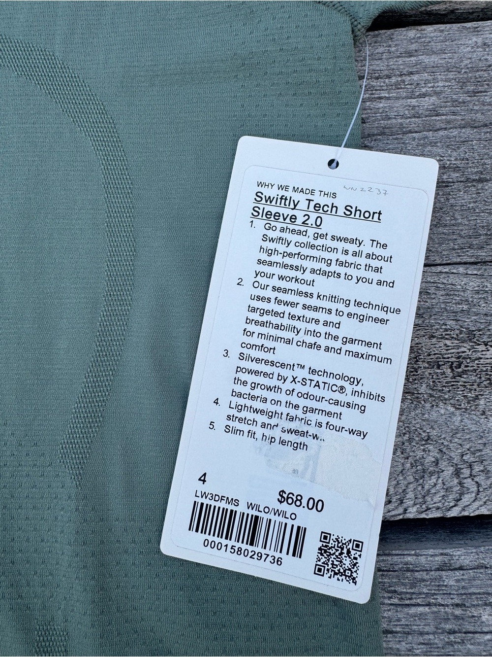 Lululemon Swiftly Tech Short Sleeve 2.0 Willow Leaf Size 4 NWT 🌿 - Picture 3 of 5